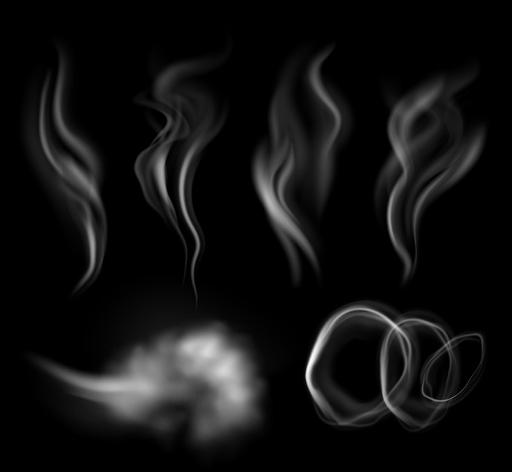 Vecteur la fumée et les fumées en noir et blanc