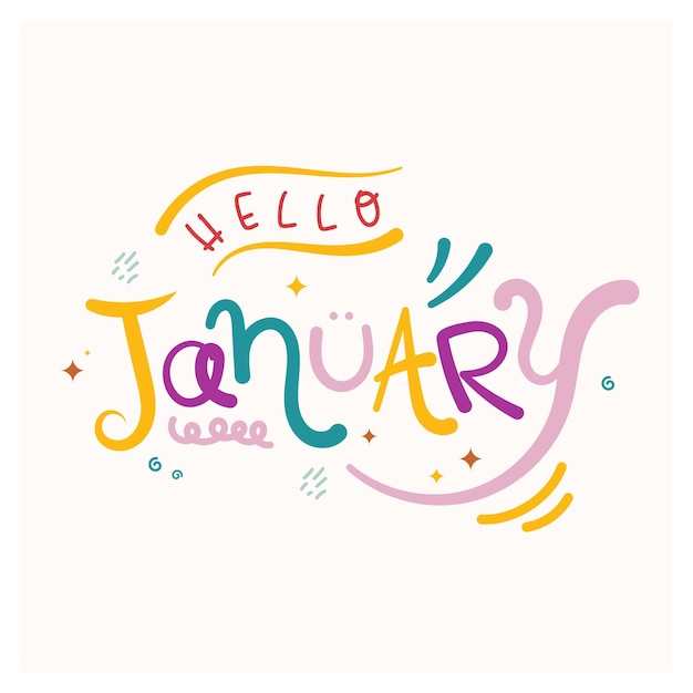 fun coloré Januari lettrage typographie