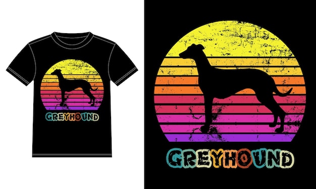 Funny Greyhound Vintage Retro Sunset Silhouette Cadeaux Chien Amoureux Propriétaire de chien T-shirt essentiel