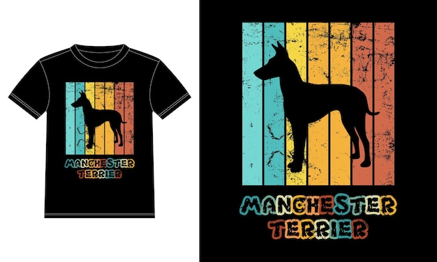 Funny Manchester Terrier Vintage Retro Sunset Silhouette Cadeaux Dog Lover Dog Owner T-shirt Essentiel