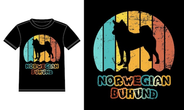 Funny Norwegian Buhund Vintage Retro Sunset Silhouette Gifts Dog Lover Dog Owner T-shirt Essentiel