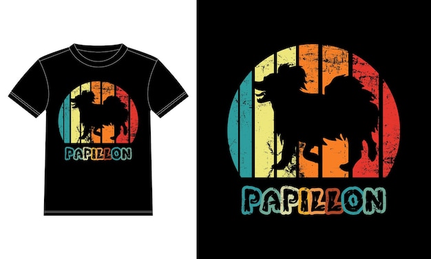 Funny Papillon Vintage Retro Sunset Silhouette Cadeaux Amoureux Des Chiens Propriétaire De Chien T-shirt Essentiel