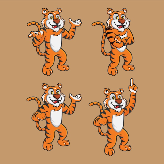 Vecteur funny tiger character set