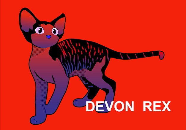 Funnycat mignon devon rex illustration vectorielle