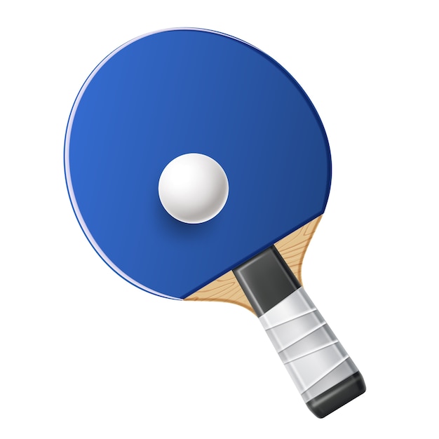 Fusée de tennis de table bleue réaliste avec équipement de sport de ping-pong de balle