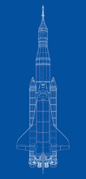 Vecteur fusée transportant la navette spatiale rendu vectoriel des éléments 3d de cette image fournis par la nasa