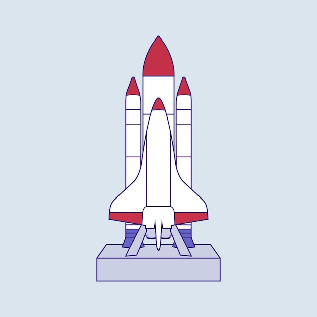 Fusée Vaisseau Spatial Dessin Animé Vecteur Icône Illustration Technologie Transport