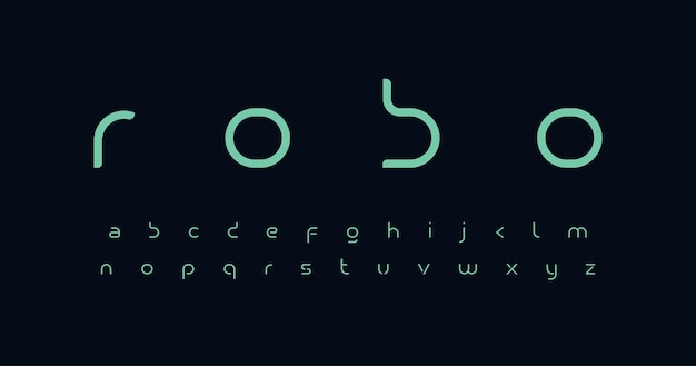 Vecteur futur alphabet de polices lettres minuscules minimales conception typographique de l'espace intelligent pour la technologie