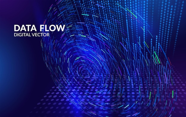 Futuristic vector background of flowing data lines and analytics visualization Concept for big data flow cloud computing and science