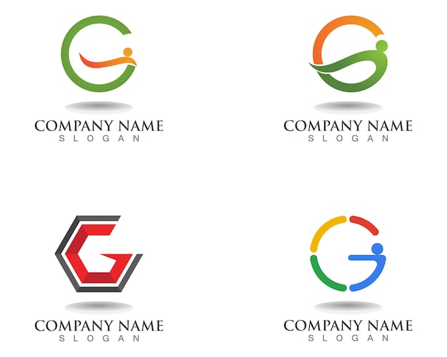 G lettres logo et icônes de modèle de symboles