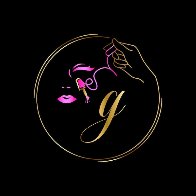 G Logo Initial, Ongles, Modèle Vectoriel Luxury Cosmetics Spa Beauty