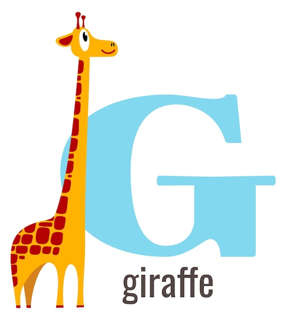 G Pour Girafe Carte Vocabulaire Anglais Lettre Alphabet