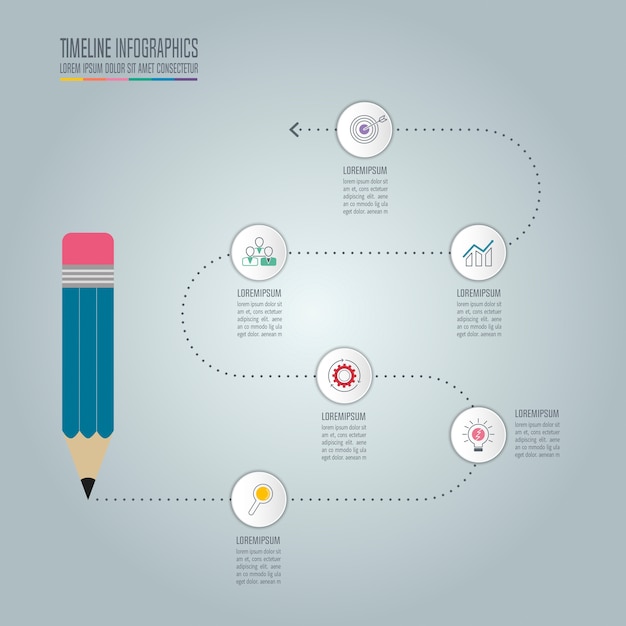 Gabarit D'infographie De L'éducation 5 étape Option. Vecteur De Conception Infographique De Chronologie.