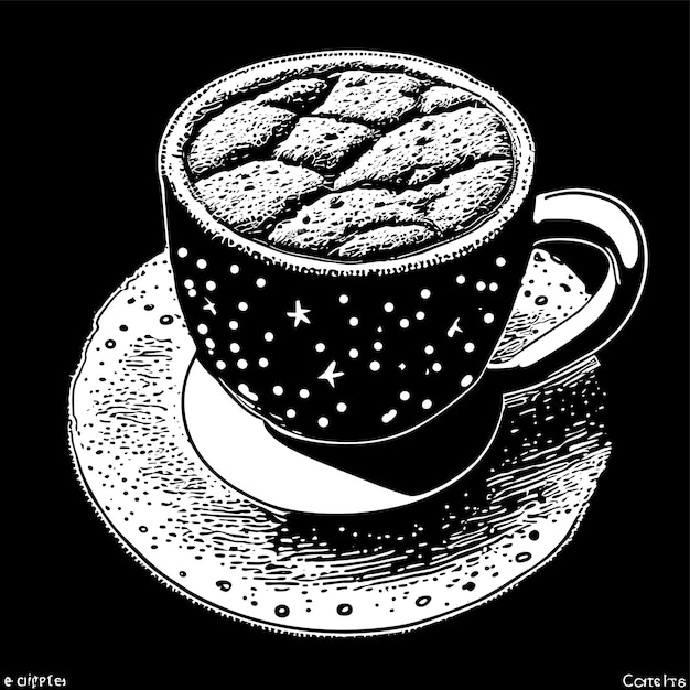 Vecteur galaxie à l'intérieur d'une tasse de thé café dessiné à la main dessin animé autocollant icône concept illustration isolée