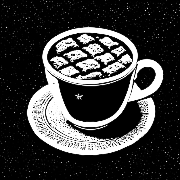 Vecteur galaxie à l'intérieur d'une tasse de thé café dessiné à la main dessin animé autocollant icône concept illustration isolée
