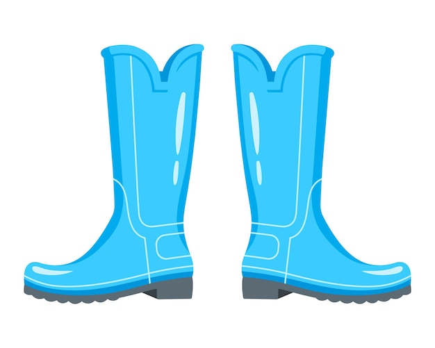 Vecteur galoshes en caoutchouc bleu contre l'eau illustration vectorielle plate