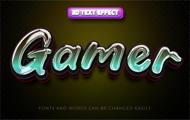 Gamer Vert Foncé Style D'effet De Texte 3d Modifiable