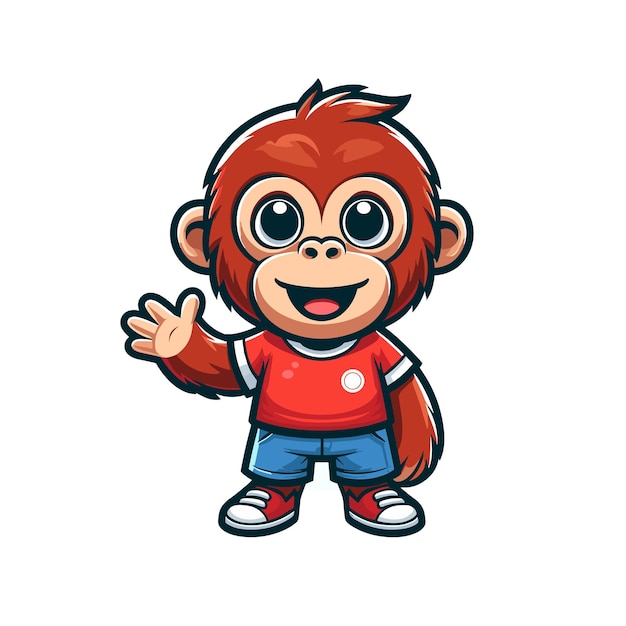 Un gamin orang-outan avec une mascotte en chemise