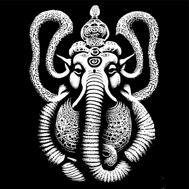 Vecteur ganesh jayanti seigneur ganesha dessin animé dessiné à la main autocollant icône concept illustration isolée