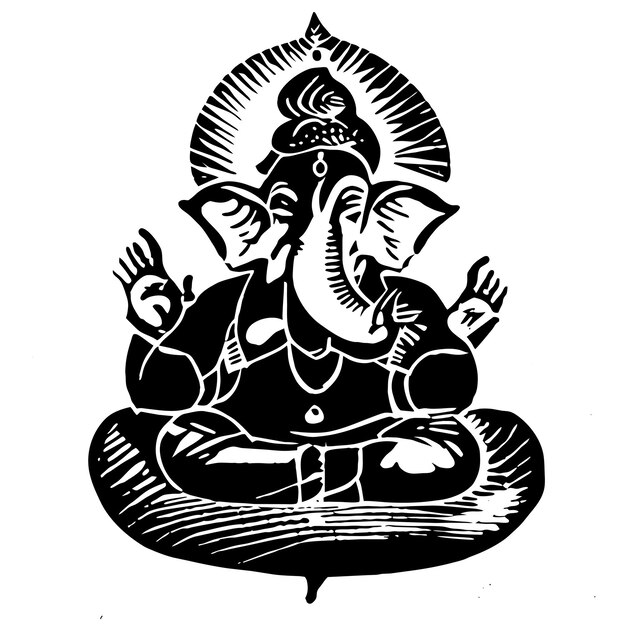 Vecteur ganesh jayanti seigneur ganesha dessin animé dessiné à la main autocollant icône concept illustration isolée