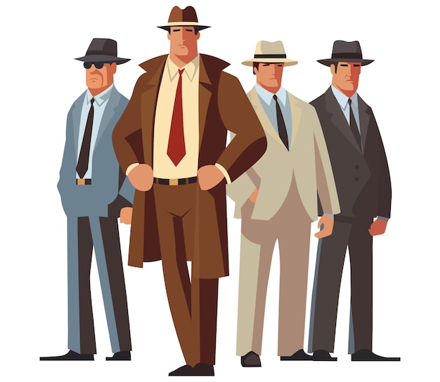 Gang élégant de gangsters des années 20 dans les membres de la mafia américaine
