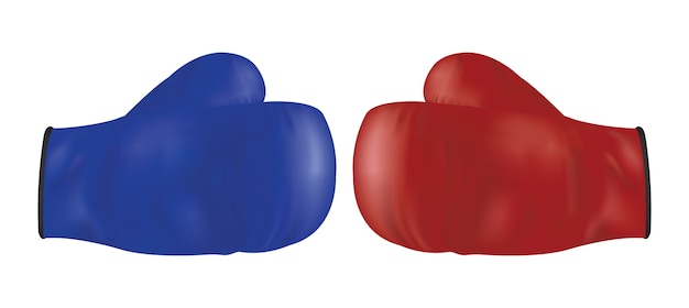 Vecteur gant de boxe rouge et bleu