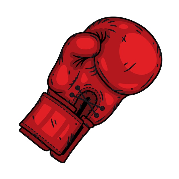 Vecteur gant de boxe rouge isolé sur fond blanc.