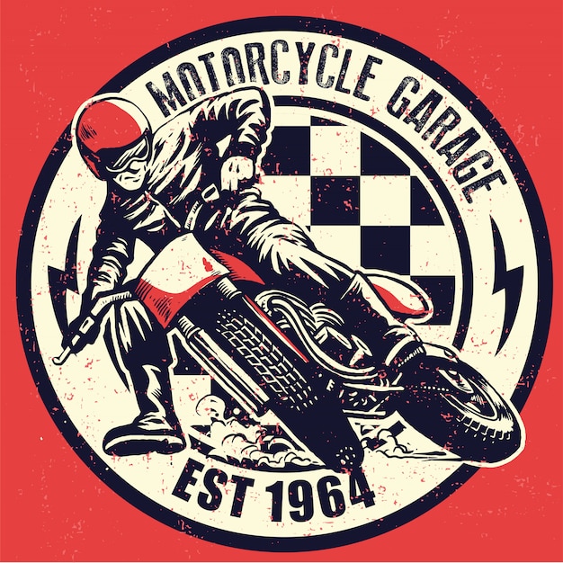 Vecteur garage moto design t-shirt vintage