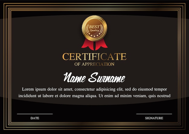garantie du modèle de certificat