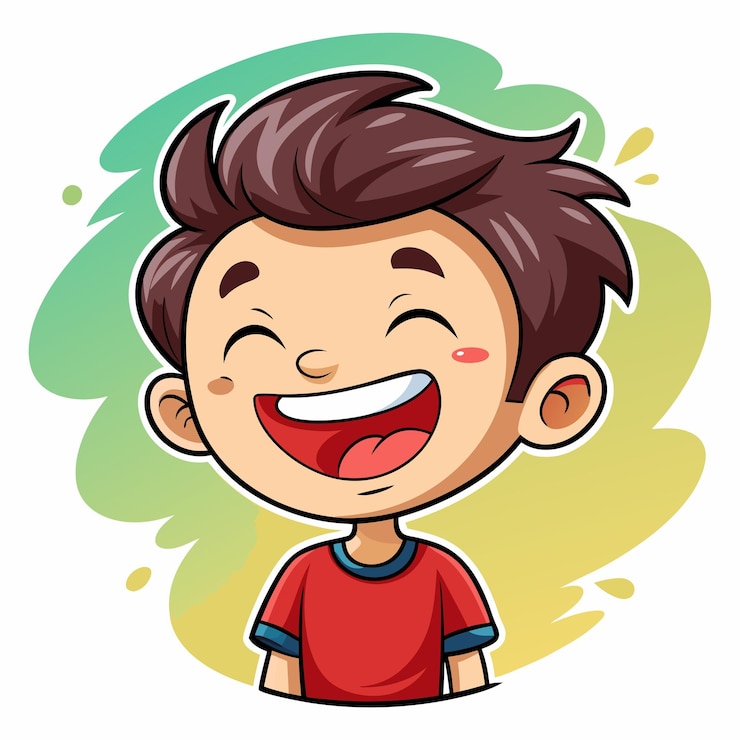 Vecteur le garçon adorable qui éclate de rire emote illustration vectorielle de dessin animé