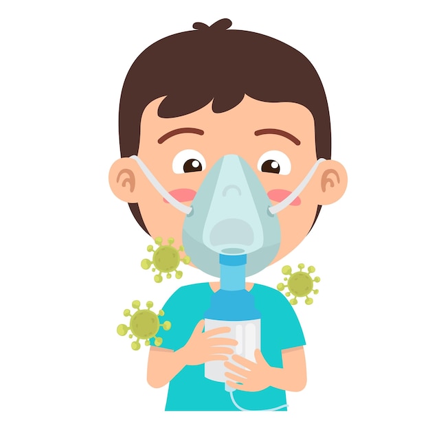 garçon ayant un inhalateur contenant un médicament