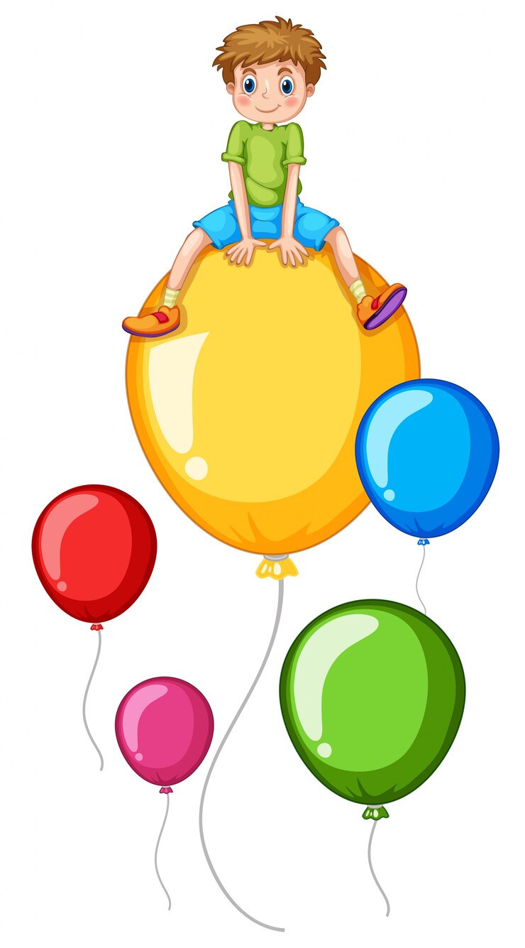 Vecteur garçon et ballon coloré