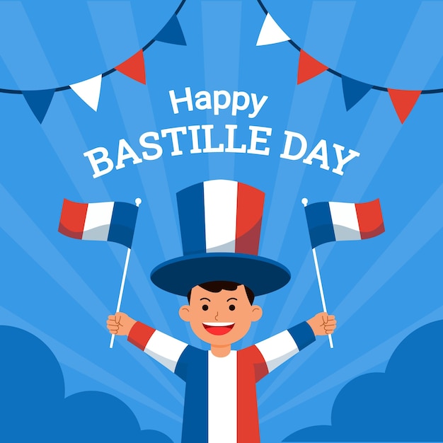 Garçon Célébrant Le Jour De La Bastille En France