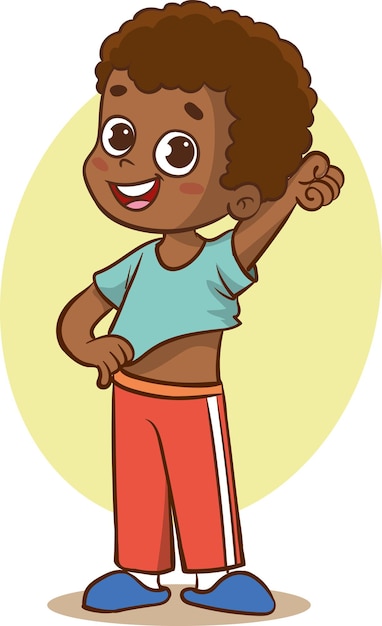 un garçon de dessin animé avec une chemise qui dit un personnage de dessin illustré
