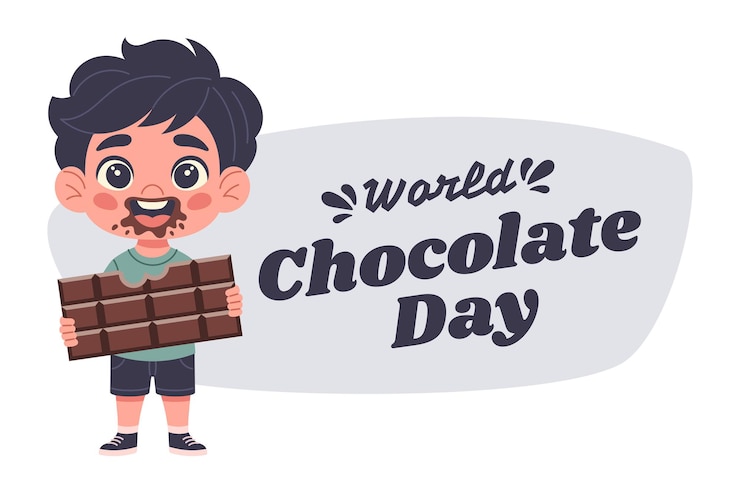 Vecteur un garçon avec du chocolat pour la journée mondiale du chocolat