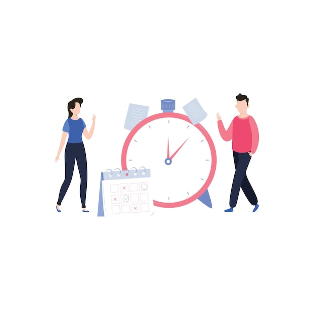 Garçon et fille faisant le calendrier