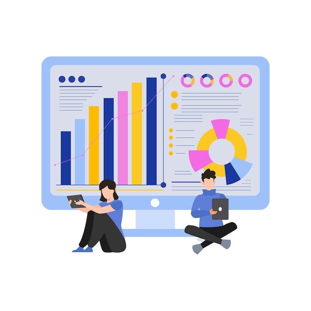 Un garçon et une fille travaillent sur un graphique graphique