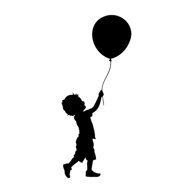 Un garçon jouant avec une illustration vectorielle de silhouette de ballon