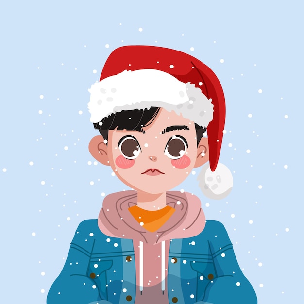 Garçon mignon célébrant Noël avec le chapeau de santa