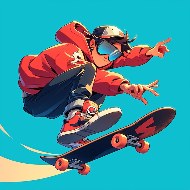 Vecteur un garçon de milwaukee fait du skateboard dans le style des dessins animés