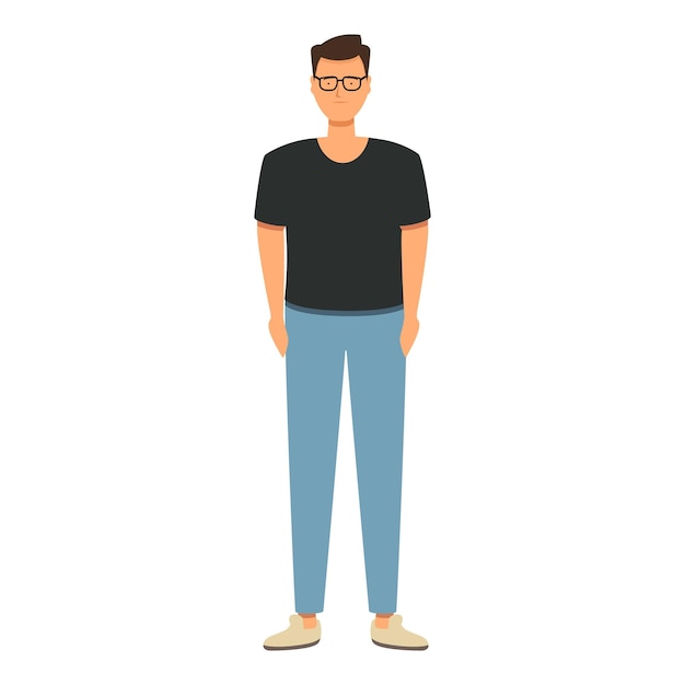 Un garçon de mode, une icône de dessin animé, un étudiant hipster.