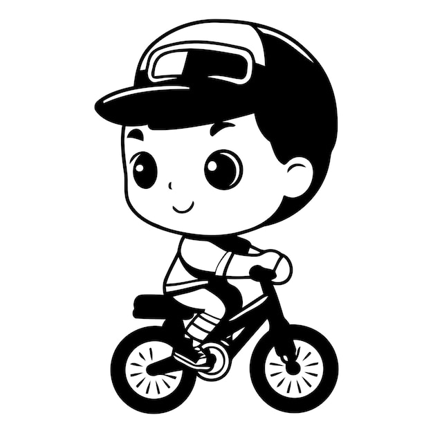 Vecteur un garçon qui fait du vélo une illustration vectorielle de dessin animé aaa