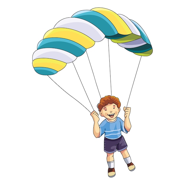 Un garçon tenant un vecteur d'illustration de parachute