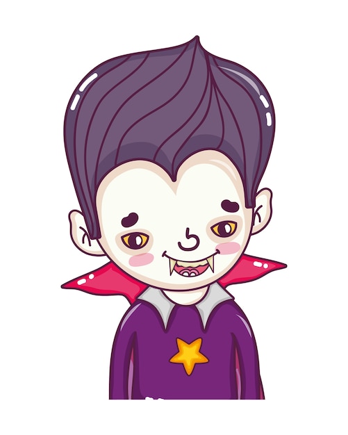 Vecteur garçon vampire avec dents et costume gothique
