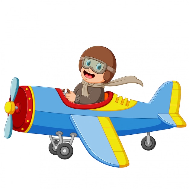 Garçon Avec Un Jouet D'avion Thème De Voyage Enfant Heureux Jouant  Illustration De Dessin Animé Sur Fond Blanc