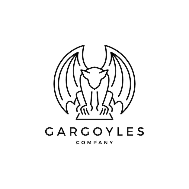 Gargouilles Gargouille Logo Vector Illustration De Contour