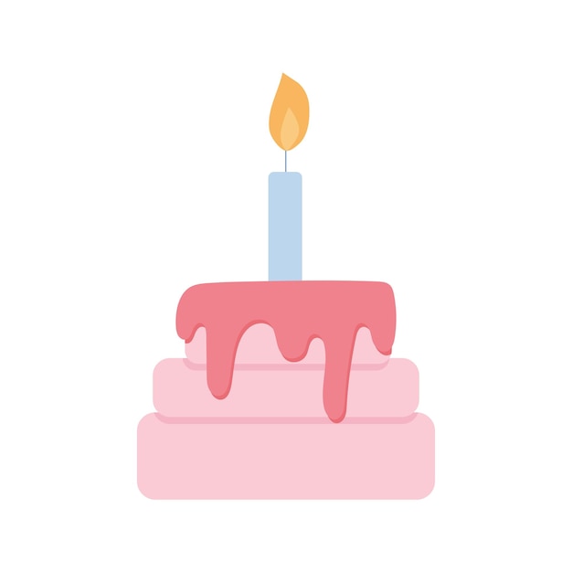 Gâteau d'anniversaire avec bougie doodle Vector Illustration