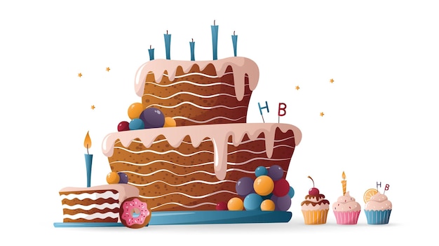 gâteau d'anniversaire et bougies, gâteau d'anniversaire aux bougies