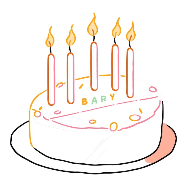 Vecteur gâteau d'anniversaire coloré avec illustration vectorielle de bougie