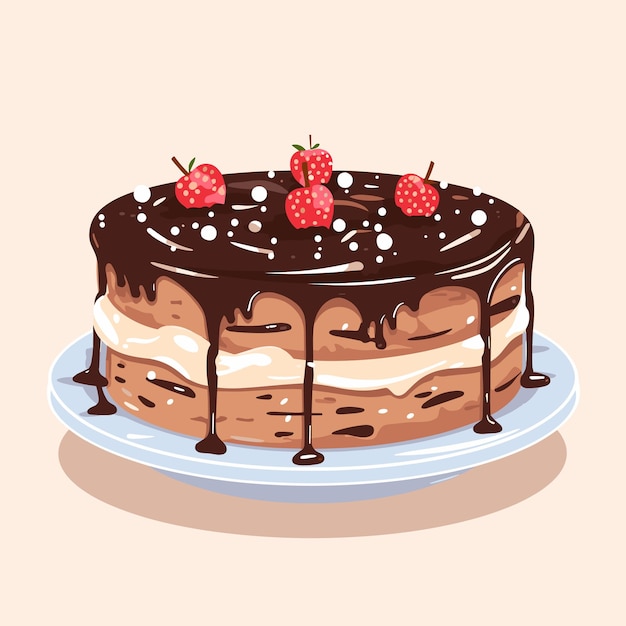 Gâteau d'anniversaire de dessin animé avec des bougies illustration vectorielle